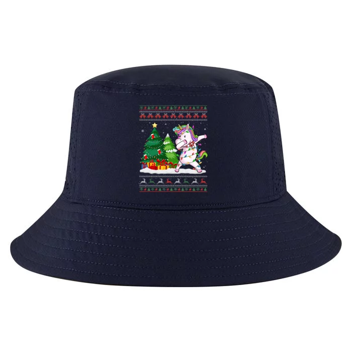 Funny Dabbing Unicorn Lover Santa Hat Ugly Christmas Sweater Cool Gift Cool Comfort Performance Bucket Hat