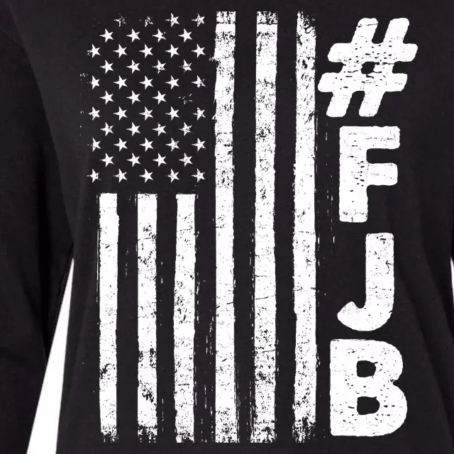 #FJB Distressed USA American Flag Womens Cotton Relaxed Long Sleeve T-Shirt