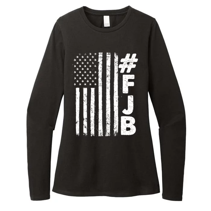 #FJB Distressed USA American Flag Womens CVC Long Sleeve Shirt