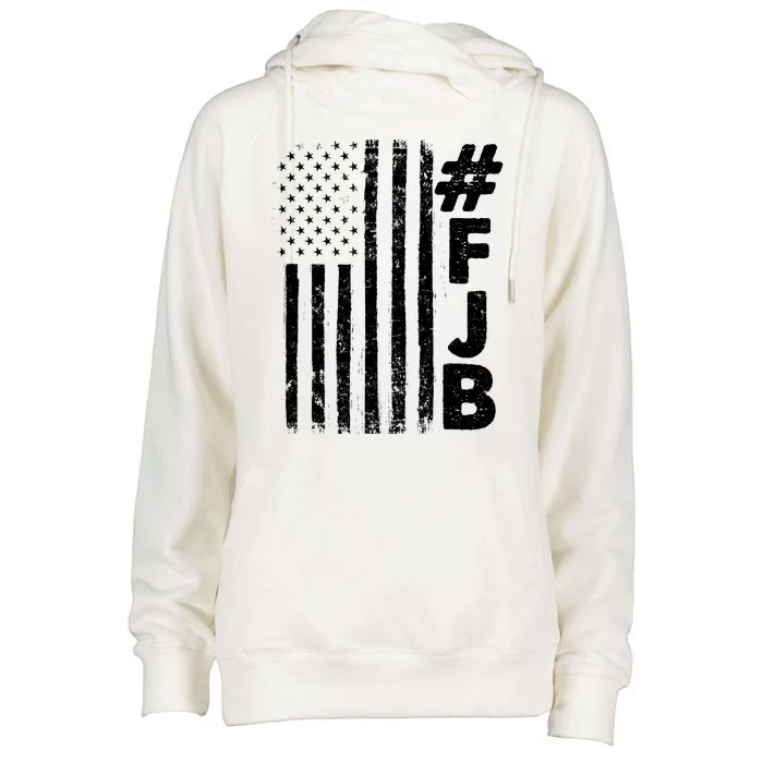 #FJB Distressed USA American Flag Womens Funnel Neck Pullover Hood