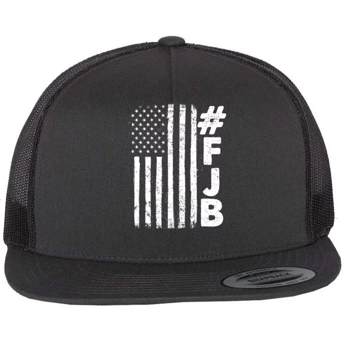 #FJB Distressed USA American Flag Flat Bill Trucker Hat