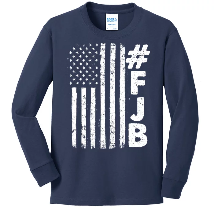 #FJB Distressed USA American Flag Kids Long Sleeve Shirt