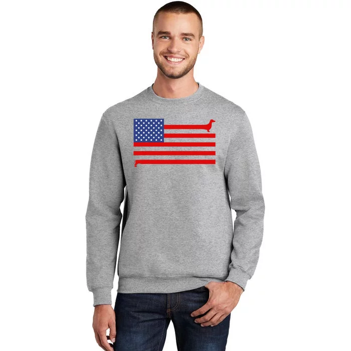 Funny Dachshund USA Flag 4th Of July Patriotic Doxie Lover Tall Sweatshirt