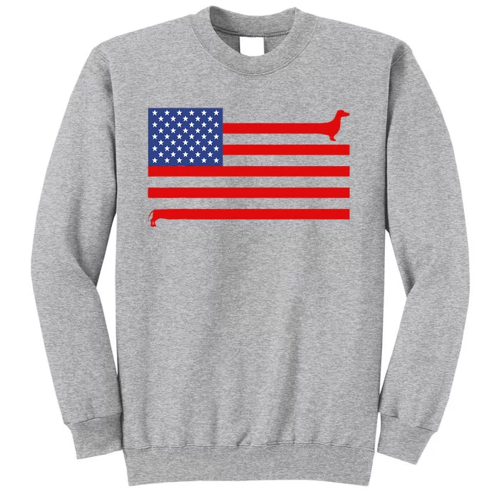 Funny Dachshund USA Flag 4th Of July Patriotic Doxie Lover Tall Sweatshirt