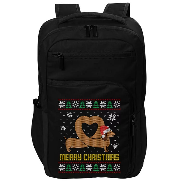 Funny Dachshund Ugly Christmas Sweater Dog Gift Impact Tech Backpack