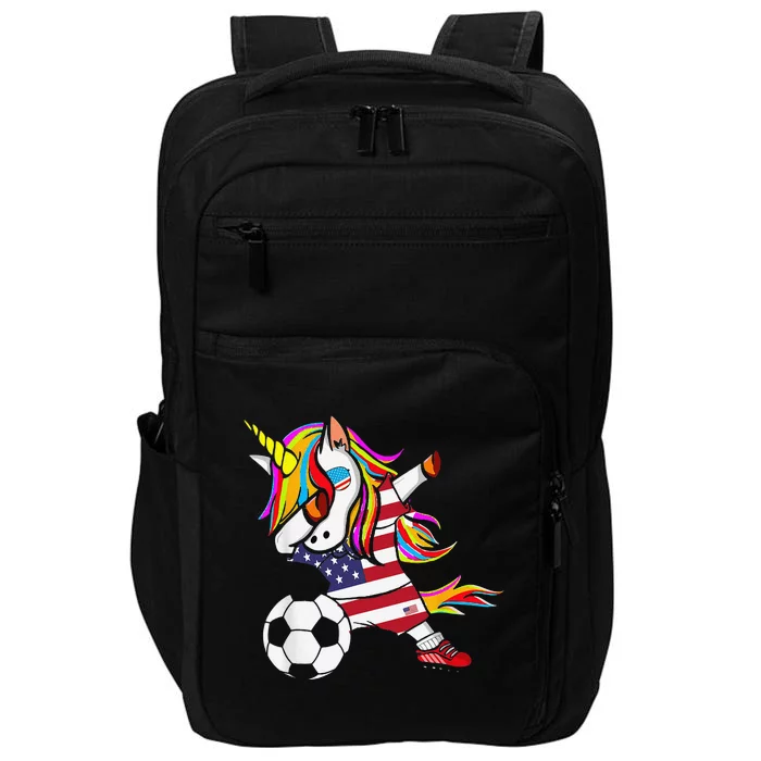 Funny Dabbing Unicorn Usa Soccer Usa Flag Soccer Impact Tech Backpack