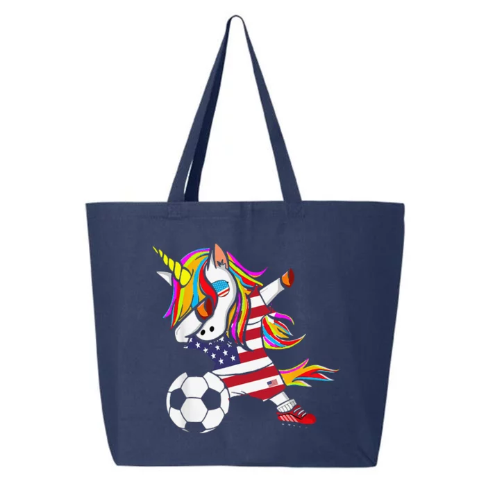 Funny Dabbing Unicorn Usa Soccer Usa Flag Soccer 25L Jumbo Tote