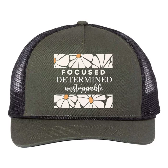 Focused Determind Unstoppable Retro Rope Trucker Hat Cap