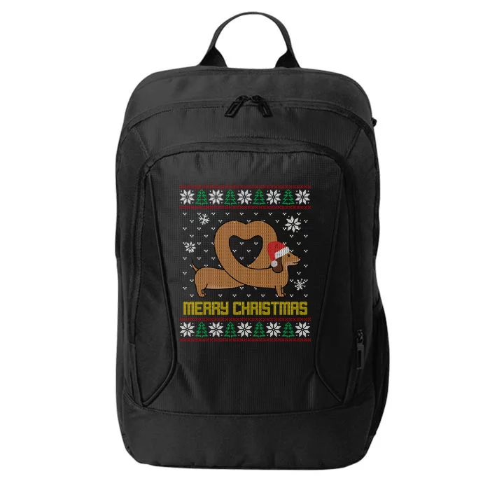 Funny Dachshund Ugly Christmas Sweater Dog Gift City Backpack