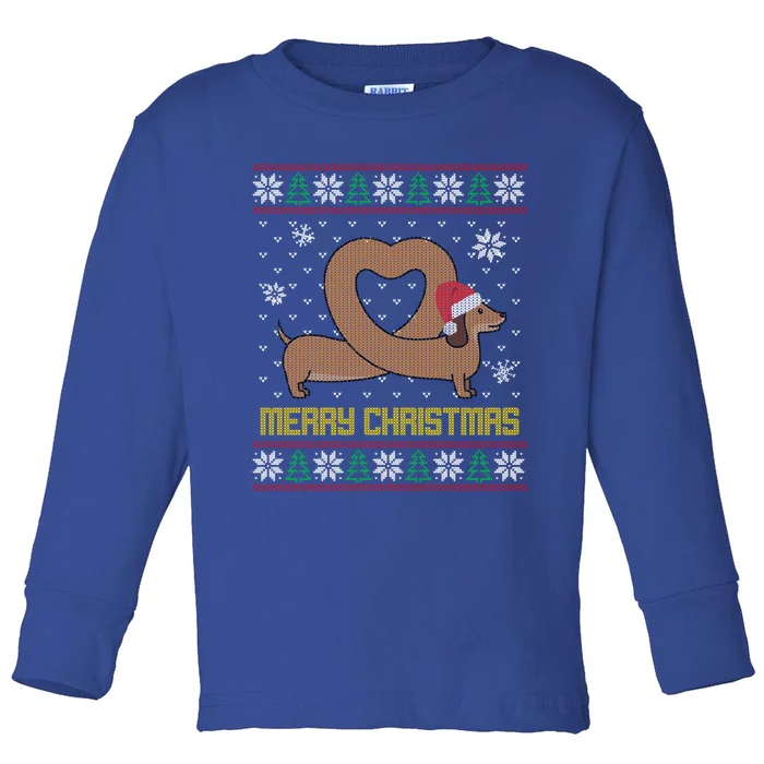 Funny Dachshund Ugly Christmas Sweater Dog Gift Toddler Long Sleeve Shirt