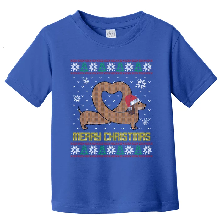 Funny Dachshund Ugly Christmas Sweater Dog Gift Toddler T-Shirt