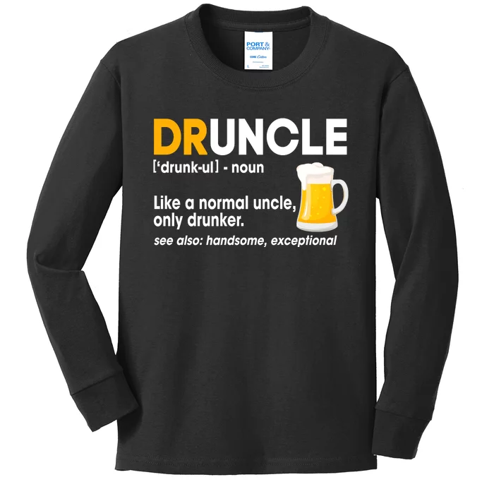 Funny Drunk Uncle Druncle Definition Kids Long Sleeve Shirt