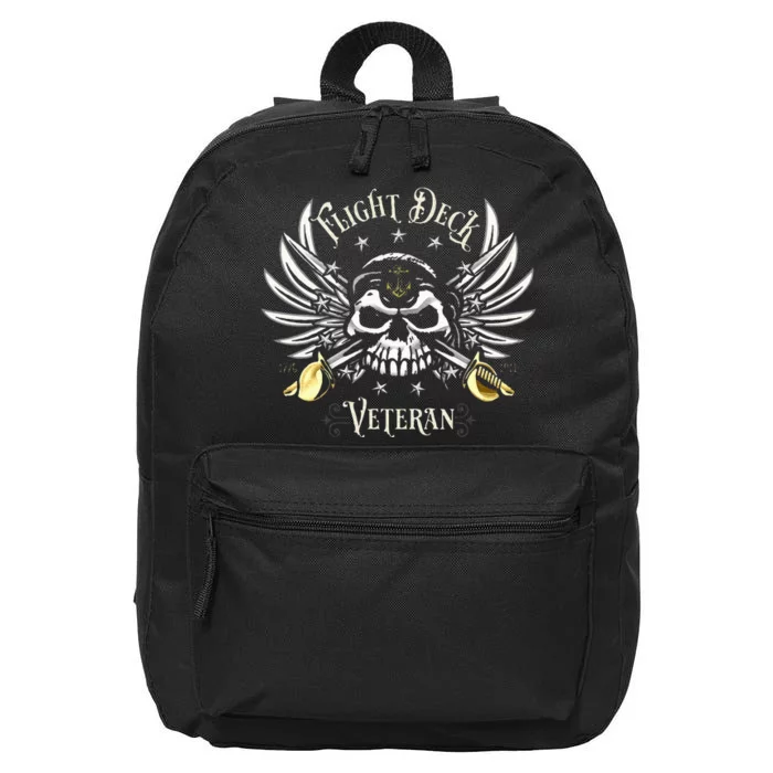 Flight Deck Veteran Skull Naval Aviation 16 in Basic Backpack