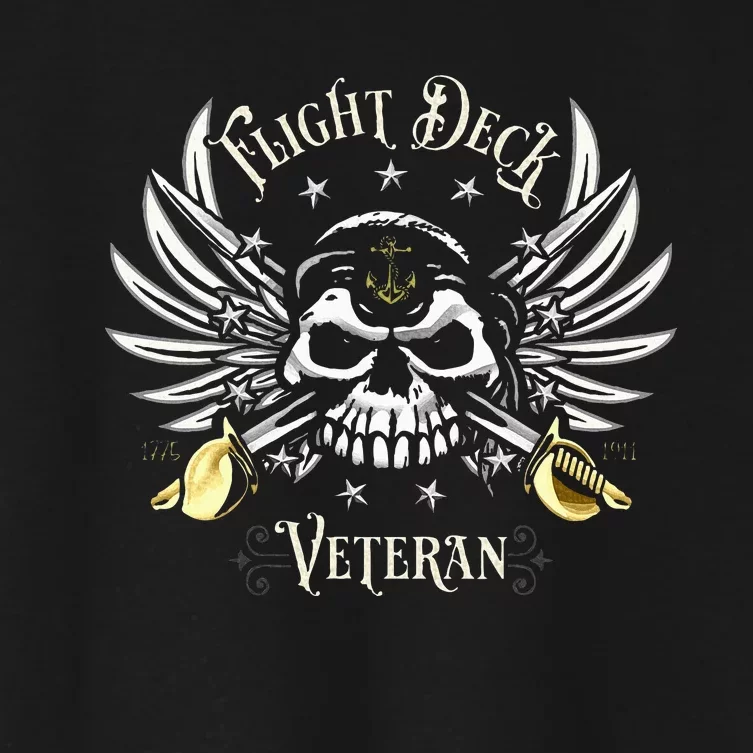 Flight Deck Veteran Skull Naval Aviation Women's Crop Top Tee