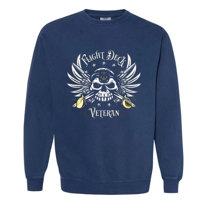 Flight Deck Veteran Skull Naval Aviation Garment-Dyed Sweatshirt