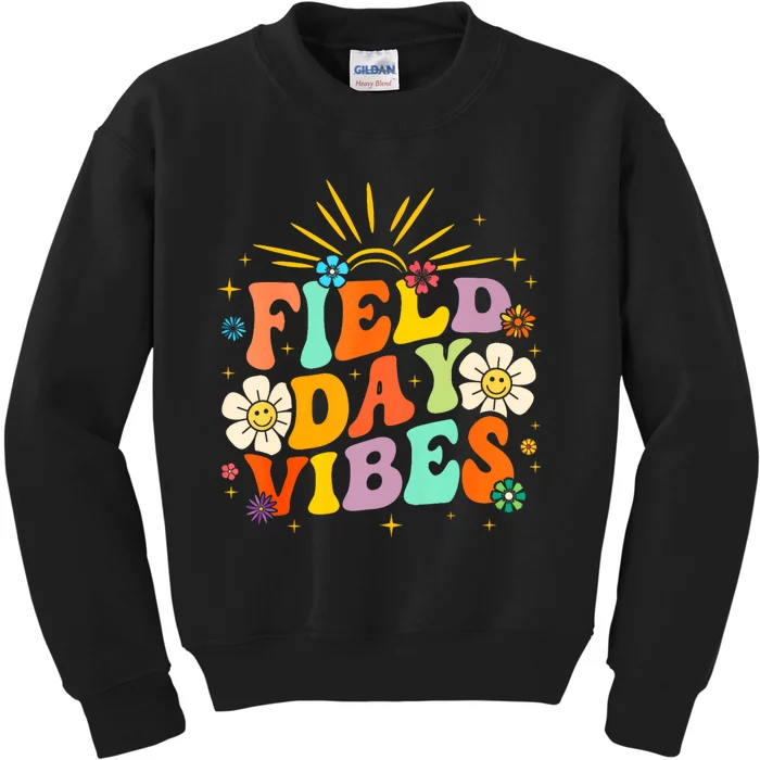 Field Day Vibes Funny Groovy Teacher Field Day 2024 Kids Sweatshirt