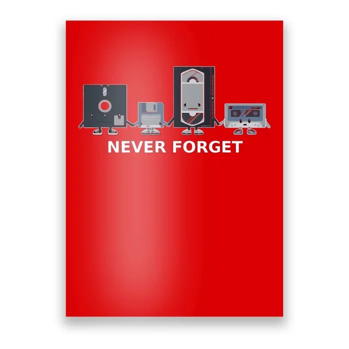 Floppy Disk Vhs Cassette Never Forget Geek History Poster