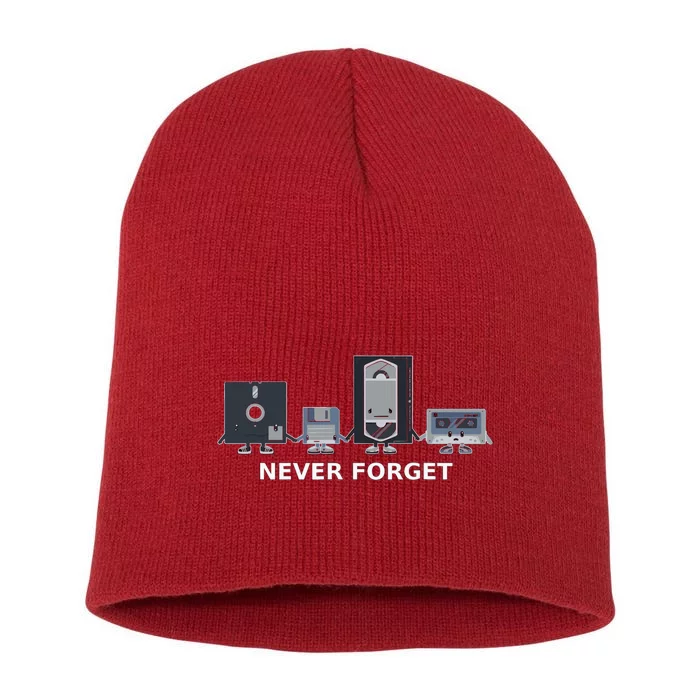 Floppy Disk Vhs Cassette Never Forget Geek History Short Acrylic Beanie