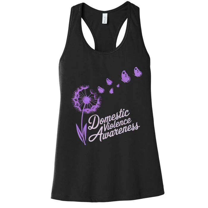 Family Domestic Violence Awareness Month Purple Ribbon Women's Racerback Tank