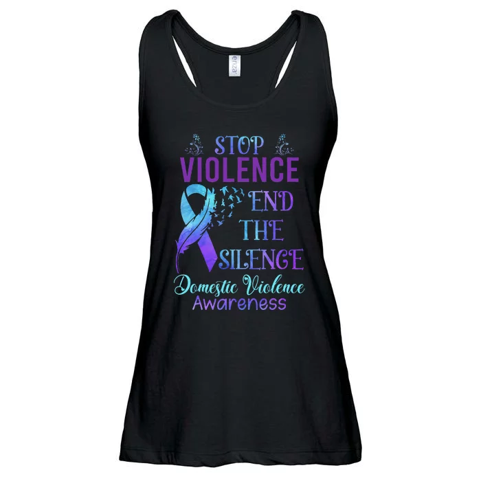 Family Domestic Violence Awareness Purple Ribbon Ladies Essential Flowy Tank