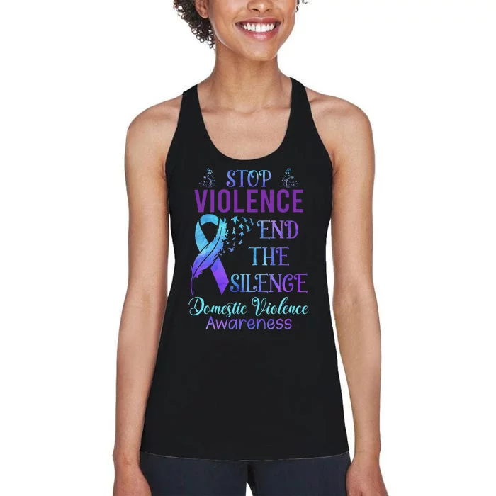 Family Domestic Violence Awareness Purple Ribbon Women's Racerback Tank