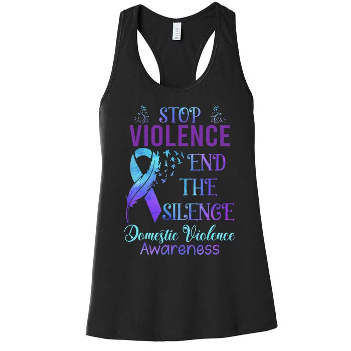 Family Domestic Violence Awareness Purple Ribbon Women's Racerback Tank