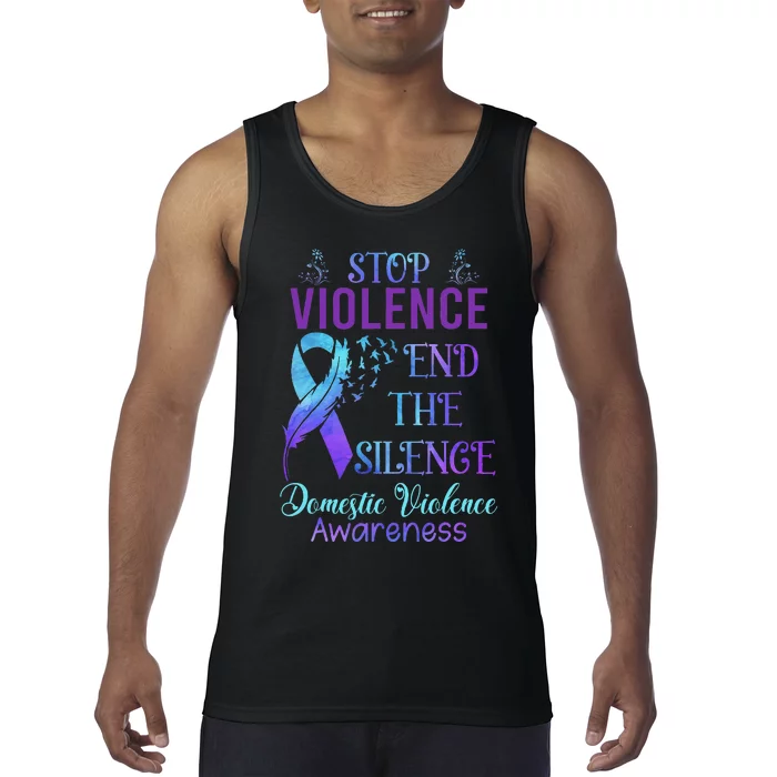 Family Domestic Violence Awareness Purple Ribbon Tank Top