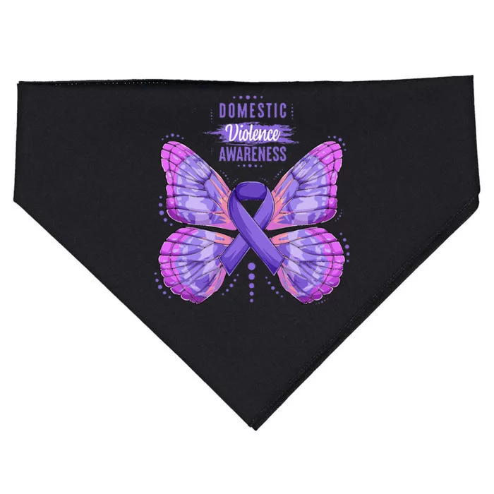 Family Domestic Violence Awareness Purple Ribbon butterfly USA-Made Doggie Bandana