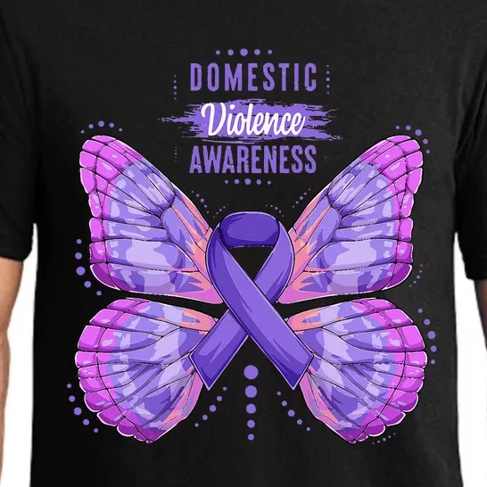 Family Domestic Violence Awareness Purple Ribbon butterfly Pajama Set