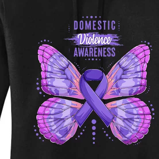 Family Domestic Violence Awareness Purple Ribbon butterfly Women's Pullover Hoodie