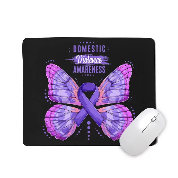 Family Domestic Violence Awareness Purple Ribbon butterfly Mousepad