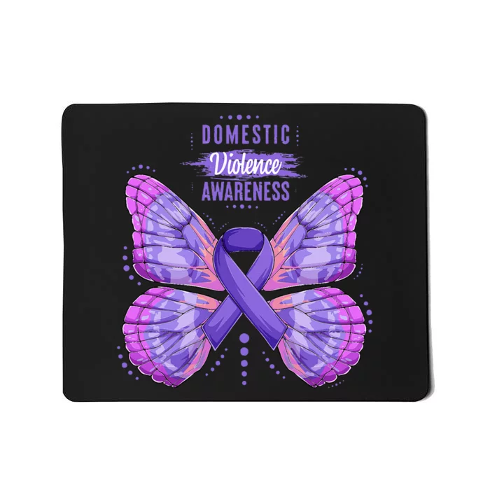 Family Domestic Violence Awareness Purple Ribbon butterfly Mousepad