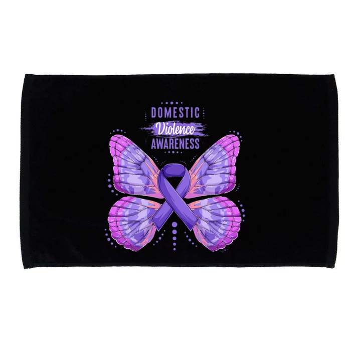 Family Domestic Violence Awareness Purple Ribbon butterfly Microfiber Hand Towel