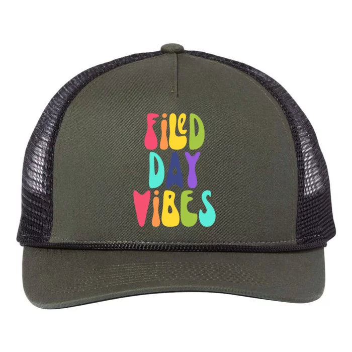 Field Day Vibes Teacher Last Day Of School Gift Retro Rope Trucker Hat Cap