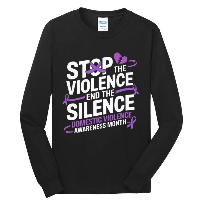 Family Domestic Violence Awareness Month Purple Ribbon Tall Long Sleeve T-Shirt