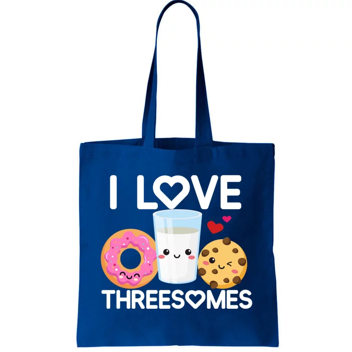 Funny Donut Valentine's Day I Love Threesomes Adult Humor Gift Tote Bag