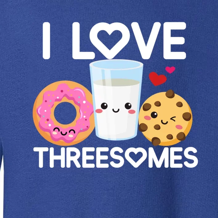 Funny Donut Valentine's Day I Love Threesomes Adult Humor Gift Toddler Sweatshirt