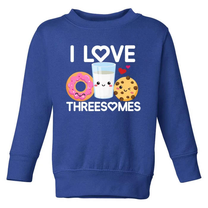 Funny Donut Valentine's Day I Love Threesomes Adult Humor Gift Toddler Sweatshirt