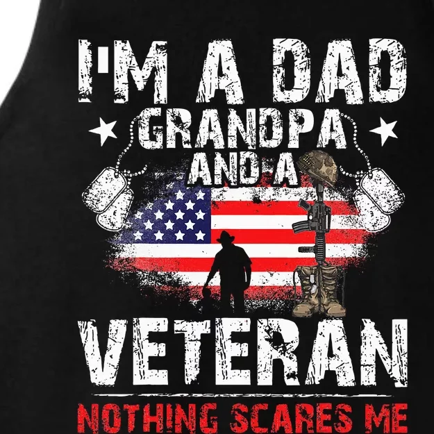 Fathers Day Veterans Day Im A Dad Grandpa And A Veteran Ladies Tri-Blend Wicking Tank