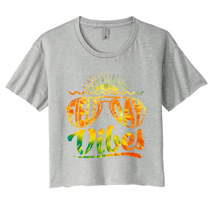 Field Day Vibes Tie Dye Last Day Of School Field Day Teacher Cute Gift Women's Crop Top Tee