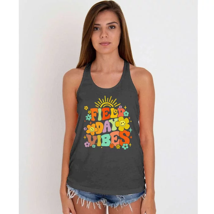 Field Day Vibes Summer Teacher Last Day Of School Women's Knotted Racerback Tank