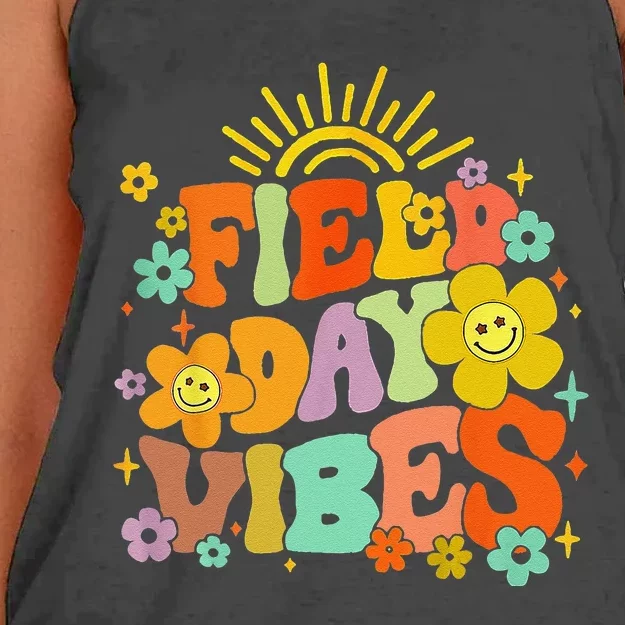 Field Day Vibes Summer Teacher Last Day Of School Women's Knotted Racerback Tank