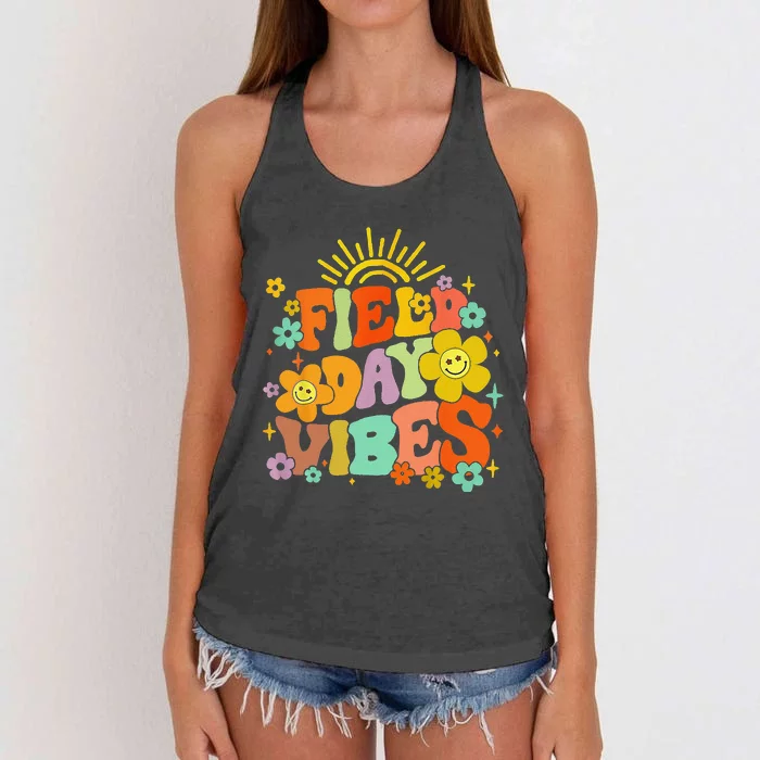 Field Day Vibes Summer Teacher Last Day Of School Women's Knotted Racerback Tank