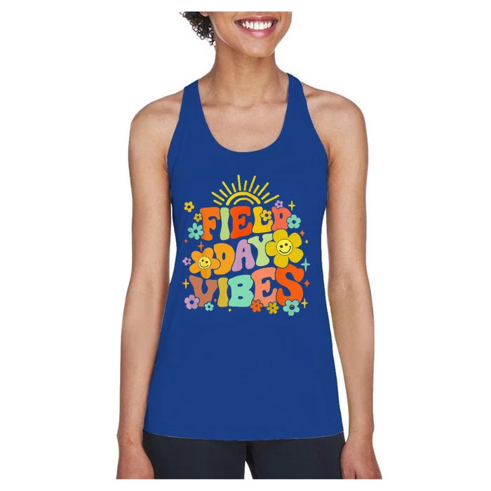 Field Day Vibes Summer Teacher Last Day Of School Women's Racerback Tank