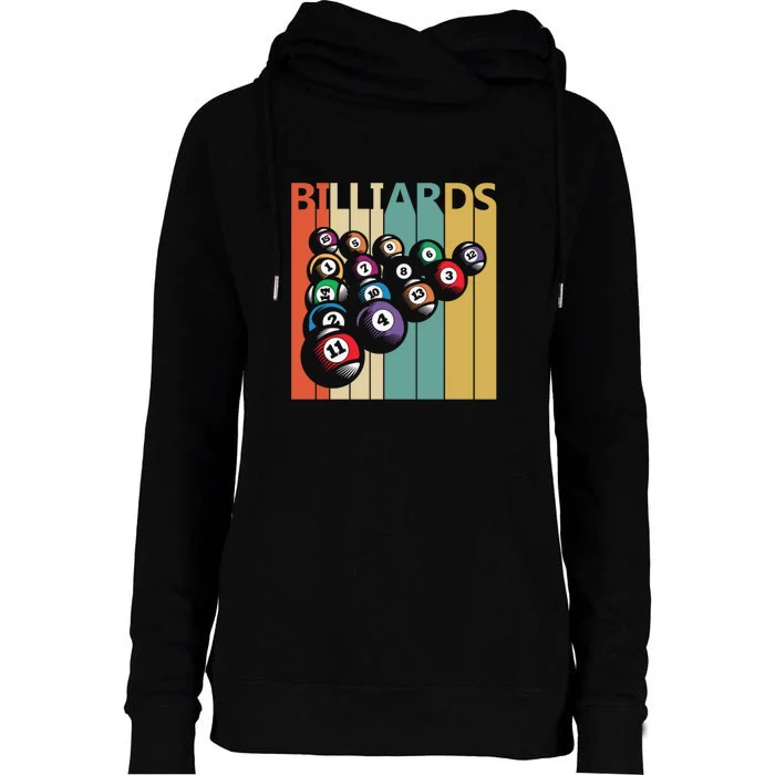 Father's Day Vintage Billiards Pool Player Gift For Dad Womens Funnel Neck Pullover Hood