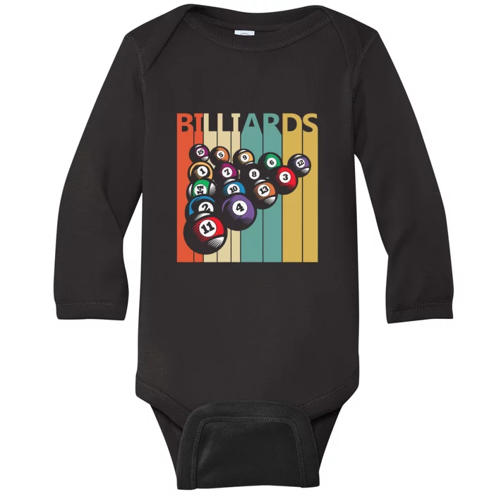 Father's Day Vintage Billiards Pool Player Gift For Dad Baby Long Sleeve Bodysuit