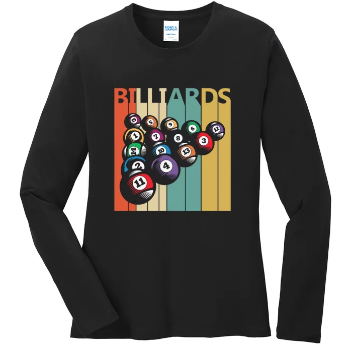 Father's Day Vintage Billiards Pool Player Gift For Dad Ladies Long Sleeve Shirt