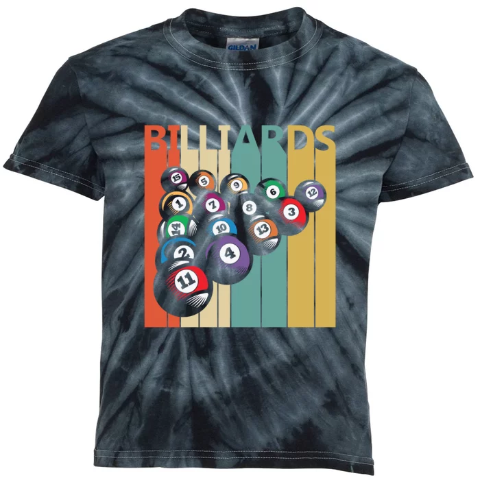 Father's Day Vintage Billiards Pool Player Gift For Dad Kids Tie-Dye T-Shirt