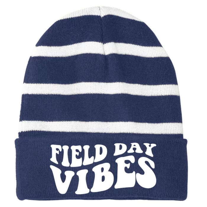 Field Day Vibes Retro Striped Beanie with Solid Band