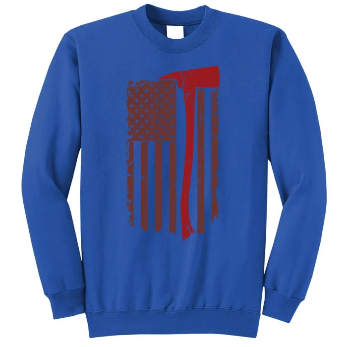 Fire Dept Volunteer Firefighter American Flag Funny Gift Usa Tall Sweatshirt